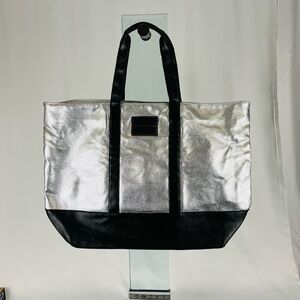 NWOT Victoria's Secret Limited Edition Weekender Tote Bag XL Silver Black